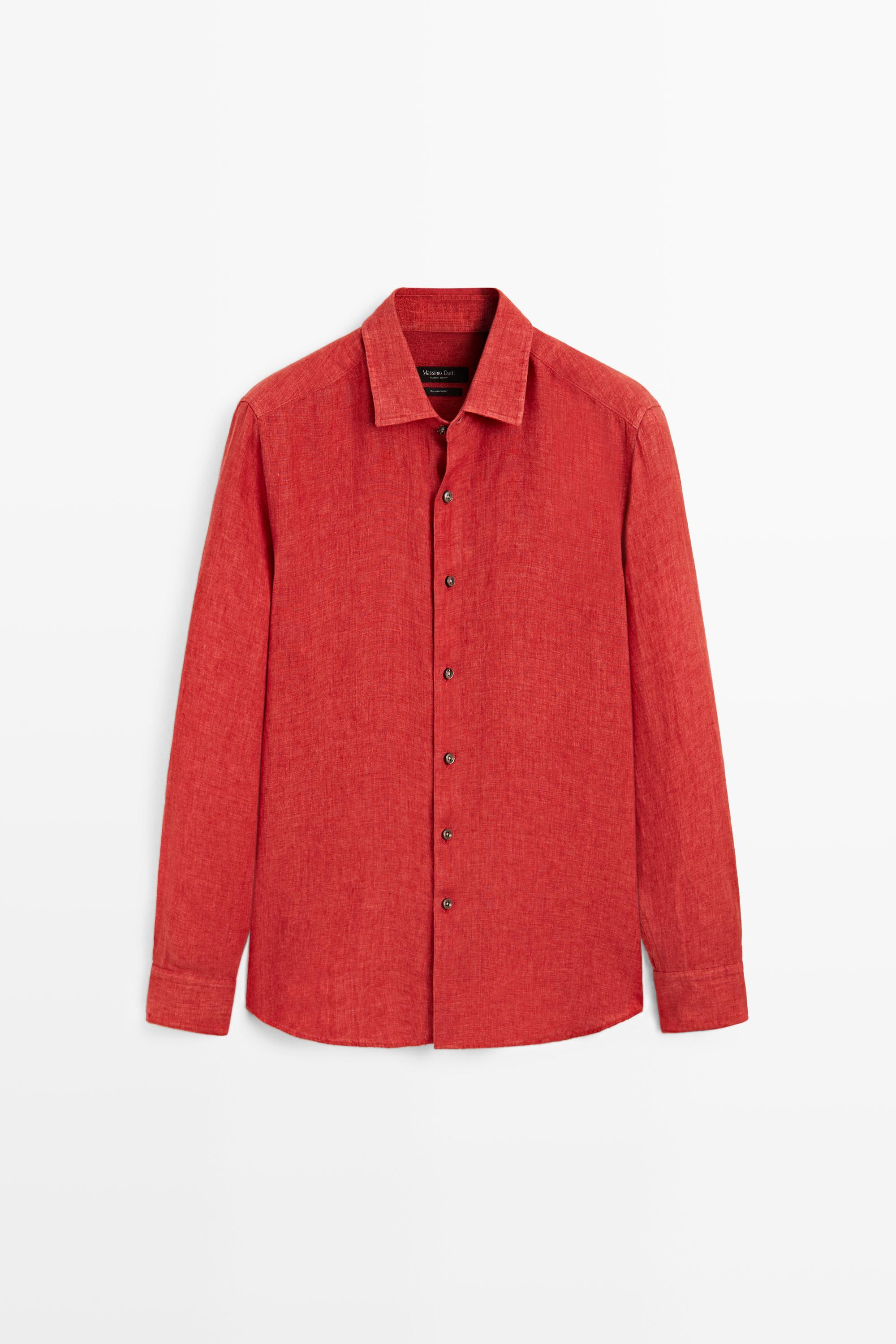 Regular fit 100% linen faded shirt